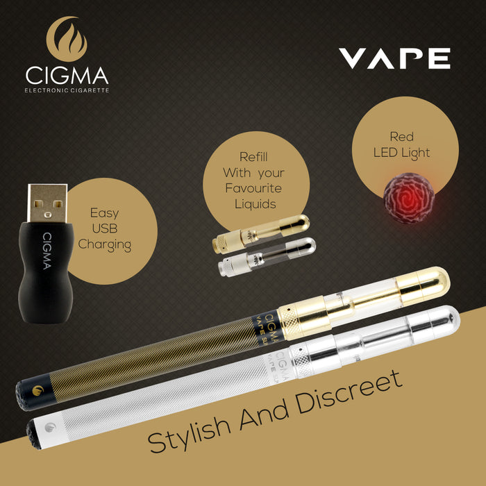 Cigma E-Zigarette Dual Slim - Nachfüllbares & wiederaufladbares Starter Kit + 5 x 10ml | Cigee