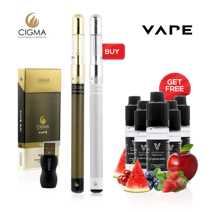 Cigma E-Zigarette Dual Slim - Nachfüllbares & wiederaufladbares Starter Kit + 5 x 10ml | Cigee