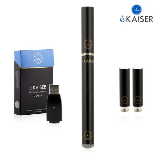 E Zigaretten Starter Kit eKaiser | Schwarze Batterie mit Verzierung mit Apfel und Erdbeere Flavour