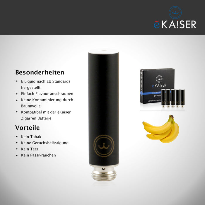 Banane Flavour eKaiser 5er Pack Schwarze Cartomizer