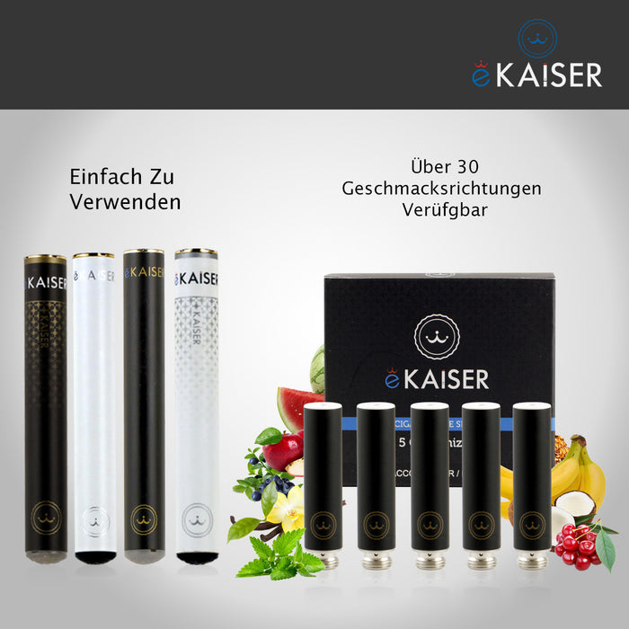 Tropischer Mix (Mango, Granatapfel, Ananas, Banane, Kokosnuss) eKaiser 5er Pack Schwarze Cartomizer