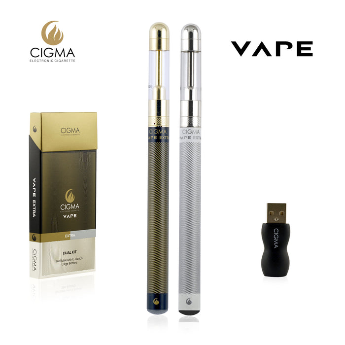 Cigma Vape Doppelpack Extra - Nachfüllbar - und Wiederaufladbare E-Zigarette Starter Pack - Schwarz & Weiß