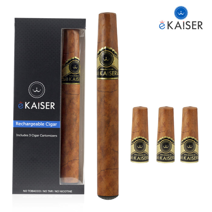 eKaiser | E-Zigarre | Wiederaufladbar | 3 x Gold Zigarren Flavour | USB-Aufladung | Cigee