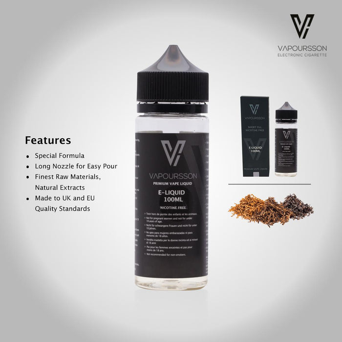 Vapoursson 100ml Tabak 0mg E-Liquid | Für E-Shisha und E-Zigaretten | Cigee