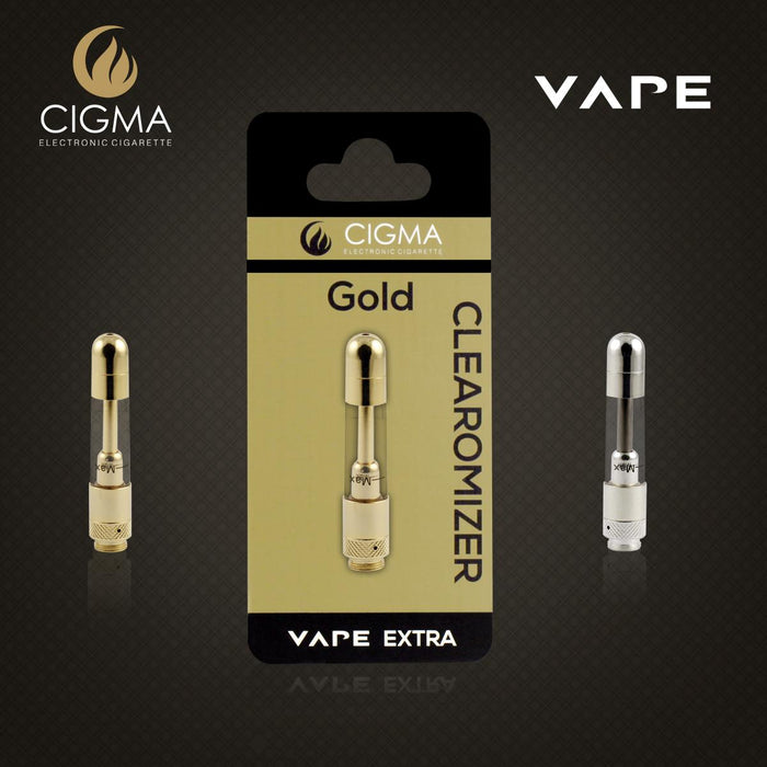 Cigma Vape Clearomizer für Extra Batterie | Nachfüllbarer Clearomizer | Nikotinfrei | Gold
