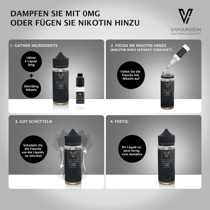 Vapoursson 100ml Menthol 0mg E-Liquid | Shortfill Flaschen Nikotinfrei | 50/50 PG / VG - Starke echte Aromen | Für E-Shisha und E-Zigaretten