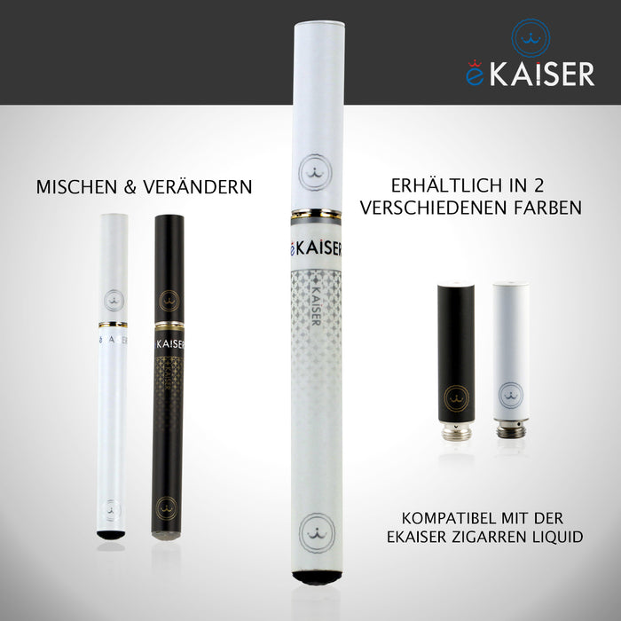 E Zigaretten Starter Kit eKaiser | Weiße Batterie mit Verzierung mit Apfel und Erdbeere Flavour