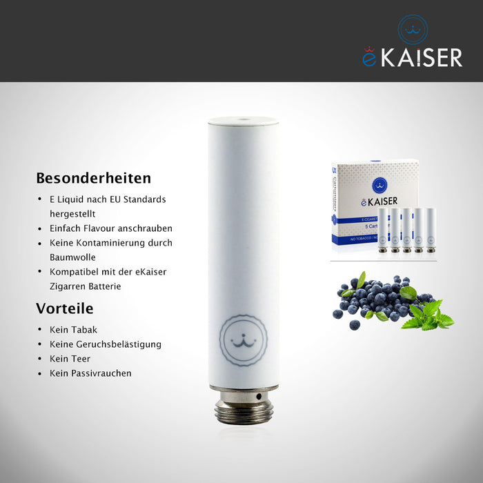 Blaubeere Minze Flavour eKaiser 5er Pack Weiße Cartomizer