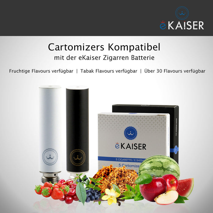 Variety Mix (Apfel, Kirsche, Traube, Mango, Wassermelone) eKiaser 5er Pack Schwarze Cartomizer