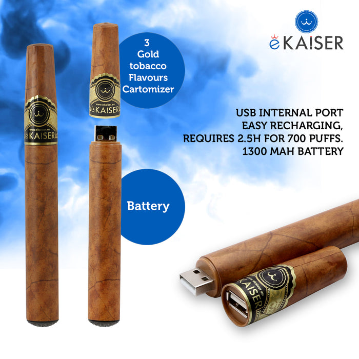 eKaiser E Cigar USB Rechargeable Elektronische Zigarre - 3 Prefilled Cartomizers