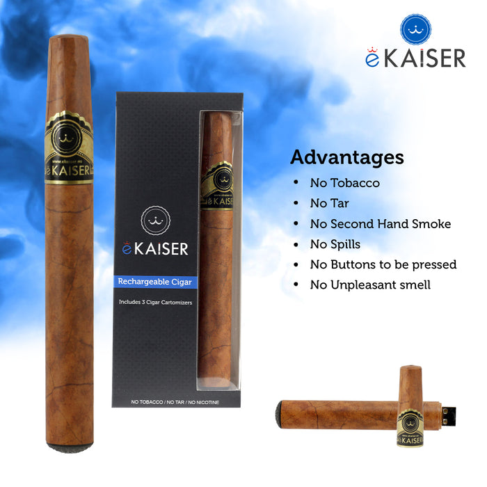 eKaiser E Cigar USB Rechargeable Elektronische Zigarre - 3 Prefilled Cartomizers