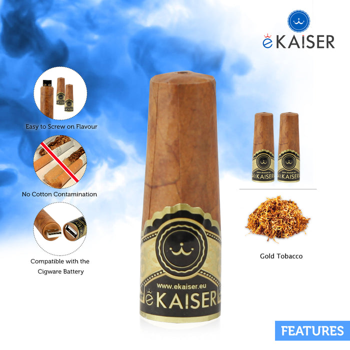 eKaiser Elektronische Zigarre 2er Pack Cartomizer | Gold Tobacco flavour| E Zigarre