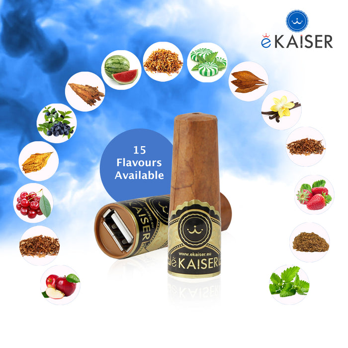 eKaiser | E-Zigarre | Wiederaufladbar | 3 x Gold Zigarren Flavour | USB-Aufladung | Cigee