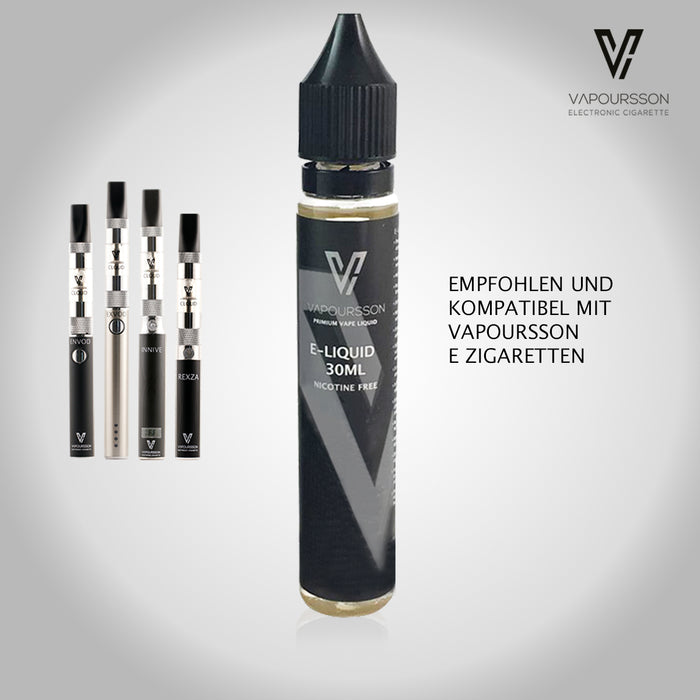 Vapoursson 30ml Klassischer Tabak 0mg E-Liquid | Shortfill Flaschen Nikotinfrei | 50/50 PG / VG - Starke echte Aromen | Für E-Shisha und E-Zigaretten