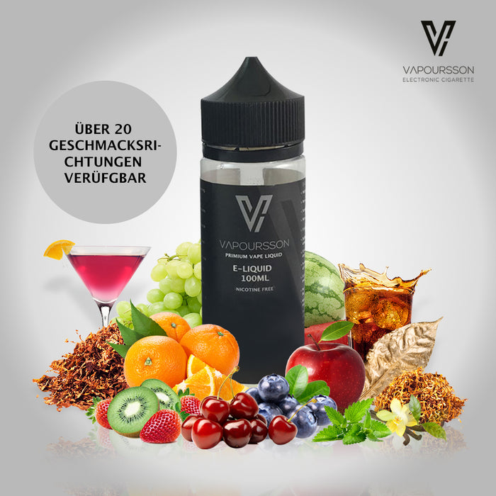 Vapoursson 100ml Klassischer Tabak 0mg E-Liquid | Shortfill Flaschen Nikotinfrei | 50/50 PG / VG - Starke echte Aromen | Für E-Shisha und E-Zigaretten