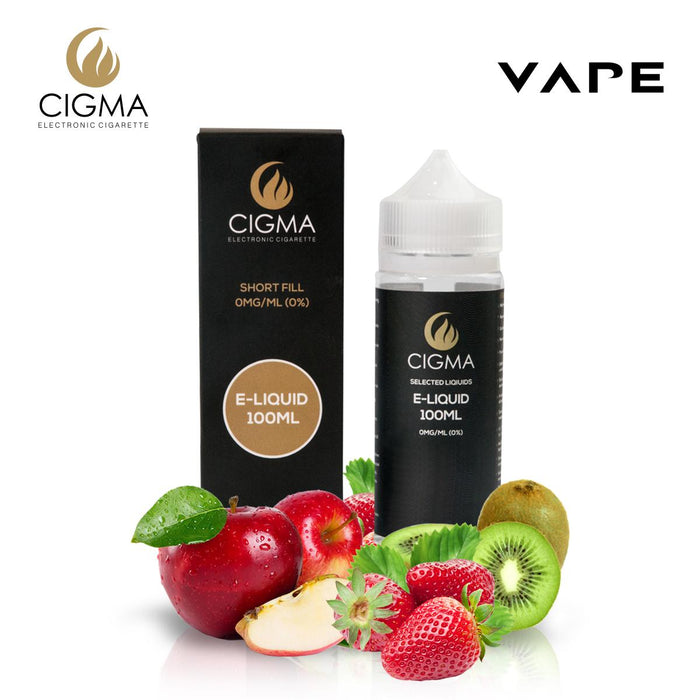 CIGMA Apfel Kiwi Erdbeere 100ml E Liquid 0mg | Cigee