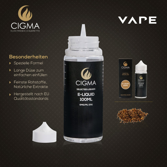 CIGMA Klassischer Tabak 100ml E Liquid 0mg | Cigee