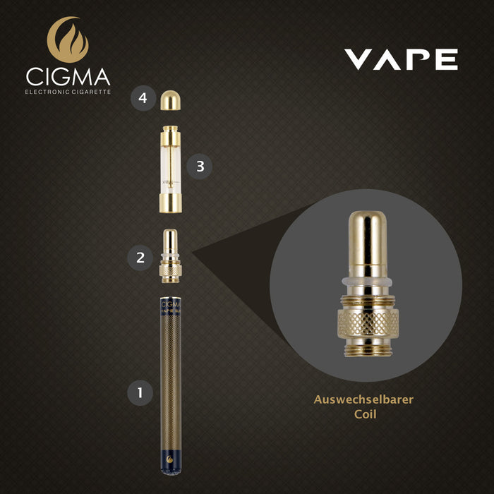 Cigma Vape Coil für Slim Batterie | Gold| Cigee