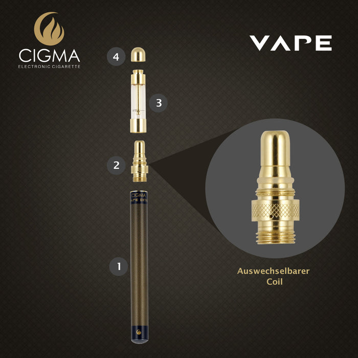 Cigma Vape Coil für Extra Batterie | Gold | Cigee