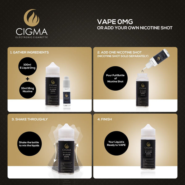 CIGMA Gold Tobacco 100ml E Liquid 0mg - Neue kurze Füllflaschen - Premium Qualitätsformel nur mit hochwertigen Zutaten - Hergestellt für elektronische Zigarette und E Shisha - Eliquid