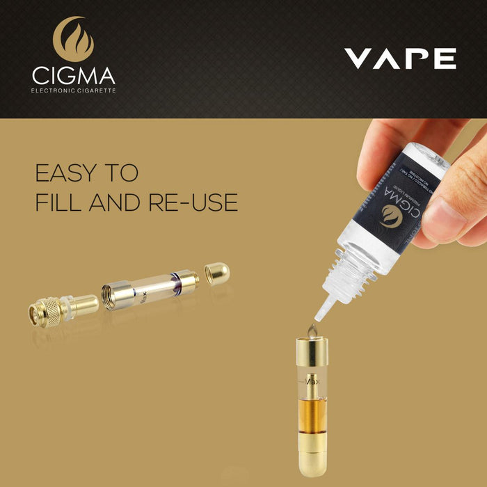 Cigma Vape, Kleinste und Dünnste, Auflad- und Nachfüllbare E-Zigarette der Welt, E-Zigarette, E Shisha, Wiederaufladbare Batterie, Auffüllbare Liquidkapseln, Verdampfer, Schwarz, Geld Zurück Garantie