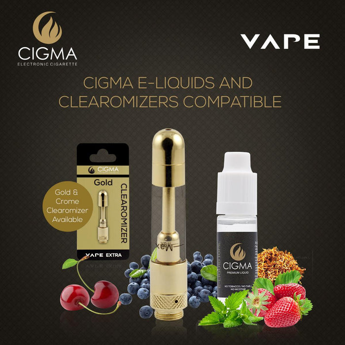 Cigma Vape Clearomizer für Extra Batterie | Nachfüllbarer Clearomizer | Nikotinfrei | Gold