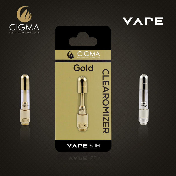 Cigma Vape Clearomizer für Slim Batterie | Nachfüllbarer Clearomizer | Nikotinfrei | Gold