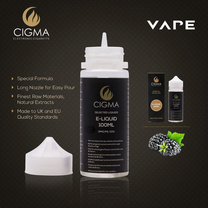 Cigma 100ml Brombeere E Liquid 0mg | Neue Shortfill Flaschen | Cigee