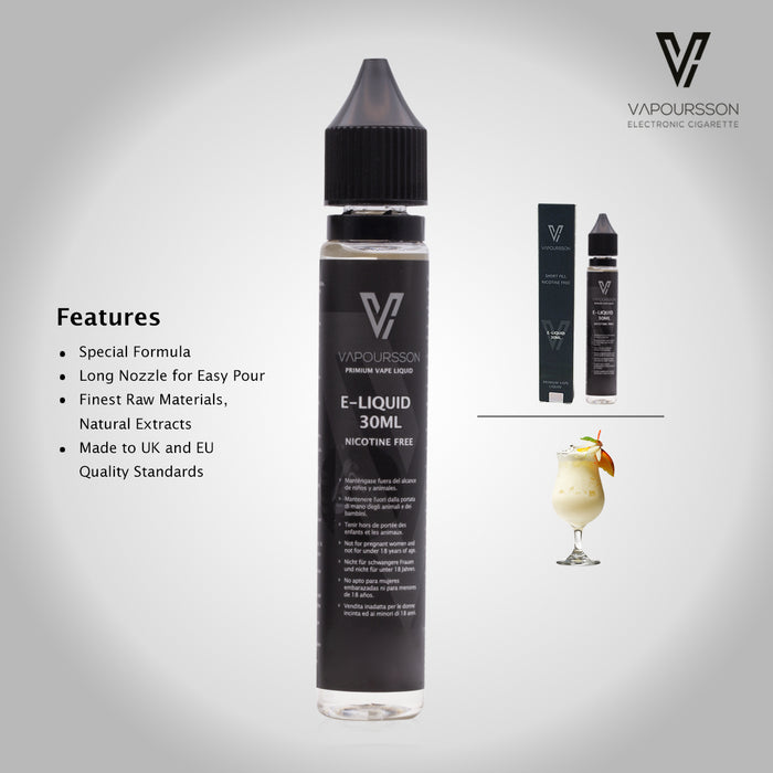Vapoursson 30ml Pinacolada E Liquid 0mg, Neue Shortfill Flaschen, Premium Qualitatsformel nur mit hochwertigen Zutaten, Hergestellt fur elektronische Zigarette und E Shisha, E flüssig