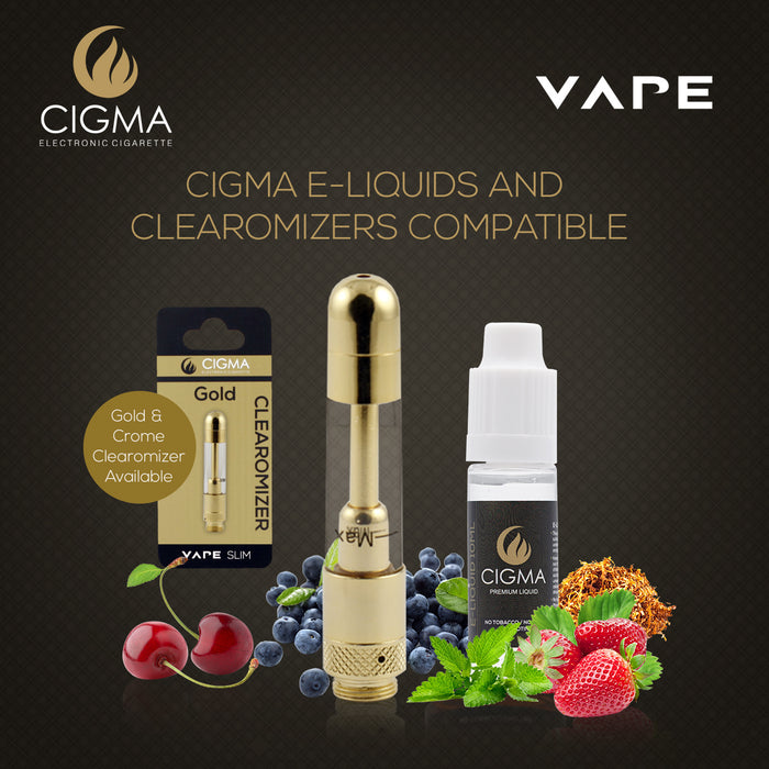 Cigma Vape Dual Kit - Worlds Slimmest Kleinste nachfüllbare wiederaufladbare E Zigarette Starter Kit - E Shisha - Akku - Nachfüllbarer Clearomizer - Verdampfer - Schwarz & Weiß - Geld-Zurück-Garantie