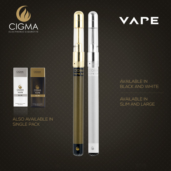 Cigma Vape Dual Kit - Worlds Slimmest Kleinste nachfüllbare wiederaufladbare E Zigarette Starter Kit - E Shisha - Akku - Nachfüllbarer Clearomizer - Verdampfer - Schwarz & Weiß - Geld-Zurück-Garantie