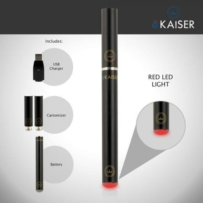 E Shisha Pen Starter Kit eKaiser Wiederaufladbare schwarze Batterie E Liquid Eshisha+eKaiser E-Zigarette Schwarz Cartomizer - Bubble Gum 0mg x 5 Pack