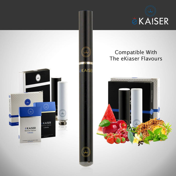 E Shisha Pen Starter Kit eKaiser Wiederaufladbare schwarze Batterie E Liquid Eshisha+eKaiser E-Zigarette Schwarz Cartomizer - Bubble Gum 0mg x 5 Pack