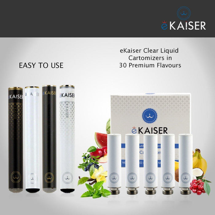 E Shisha Pen Starter Kit eKaiser Wiederaufladbare schwarze Batterie E Liquid Eshisha+eKaiser E-Zigarette Schwarz Cartomizer - Bubble Gum 0mg x 5 Pack