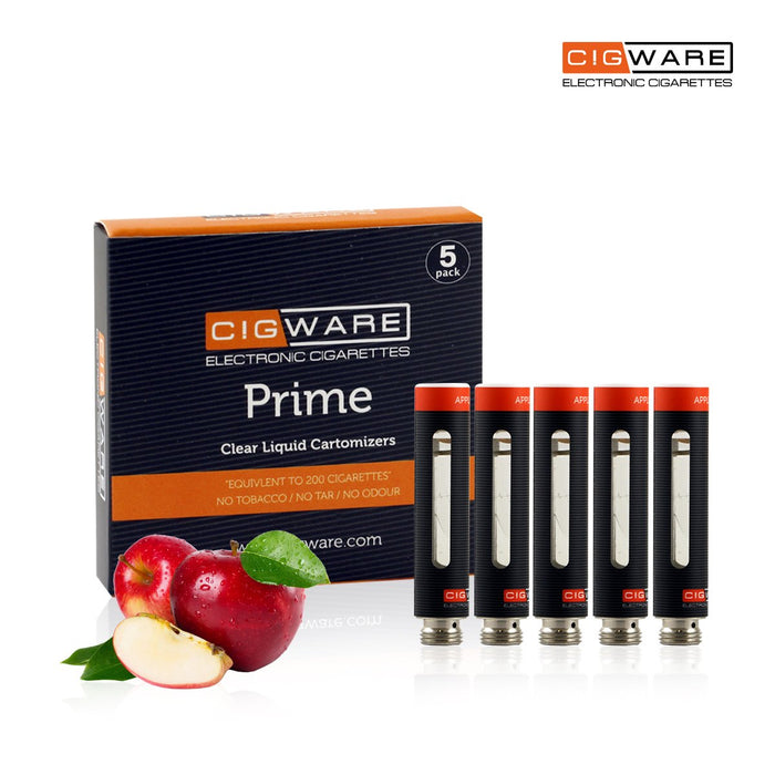 Cigware Prime Clear Cartomizer | Apfel |  E Liquid 5 Pack| Cigee