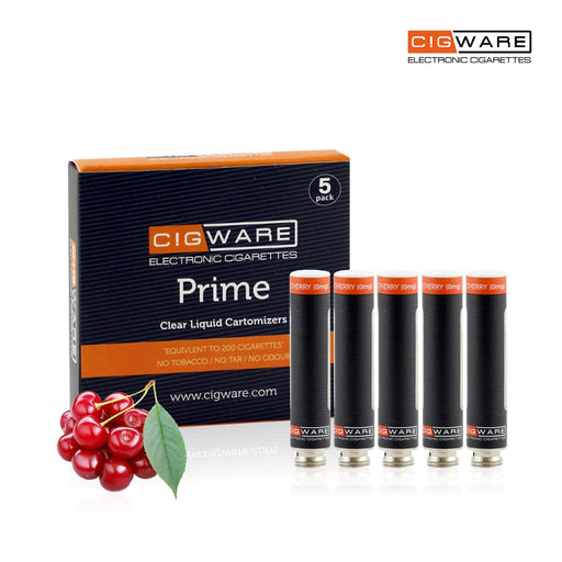 Cigware Prime Clear Cartomizer | Kirsche Flavour E Liquid 5 Pack