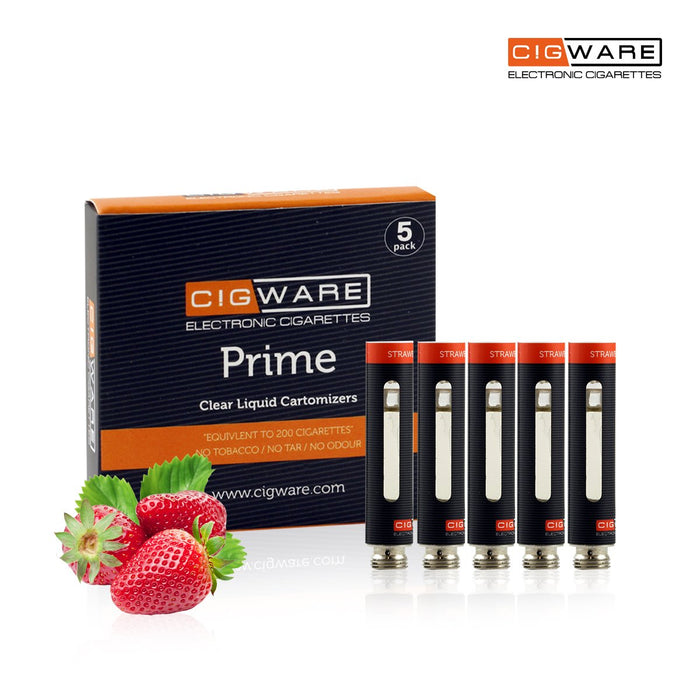 Cigware Prime Clear Cartomizer | Erdbeere | E Liquid 5 Pack| Cigee