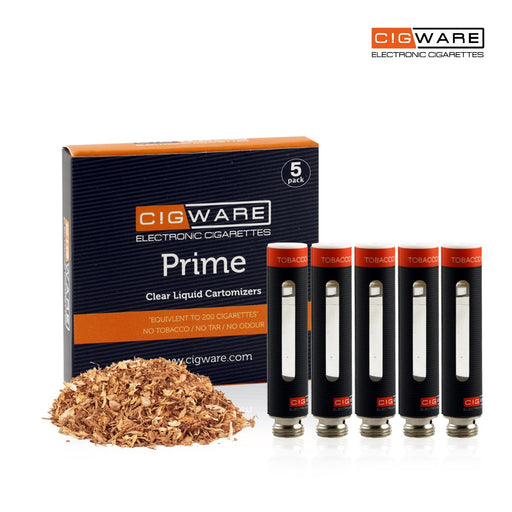 Cigware Prime Clear Cartomizer | Tobacco Blend Flavour E Liquid 5 Pack