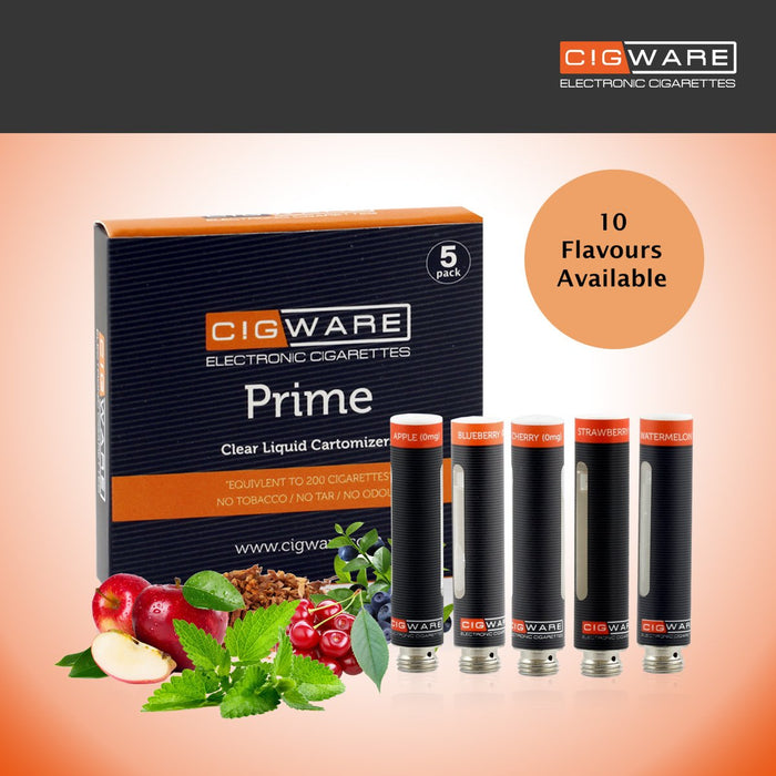 Cigware Prime Clear Cartomizer | Erdbeere | E Liquid 5 Pack| Cigee