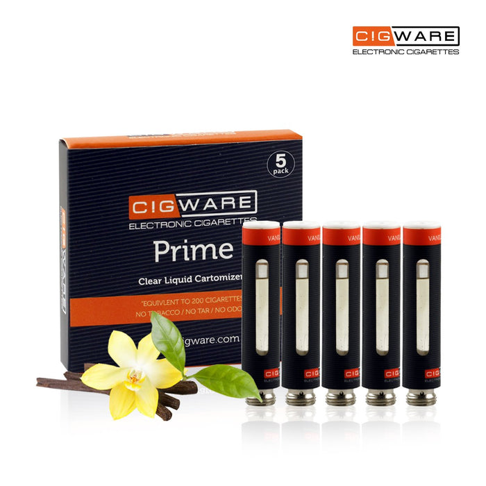 Cigware Prime Clear Cartomizer | Vanille Flavour E Liquid 5 Pack