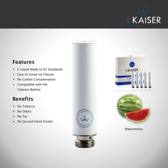 E Shisha E Liquid 5er Pack White Cartomizer E-Zigarette mit Wassermelonengeschmack für eKaiser Wiederaufladbare eShisha Zigarette